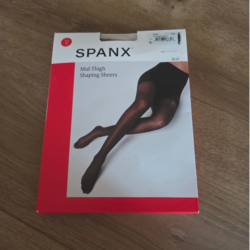 Spanx Mid-Thigh Shaping Sheers Black Full Length Tights Size C 20211R Womens